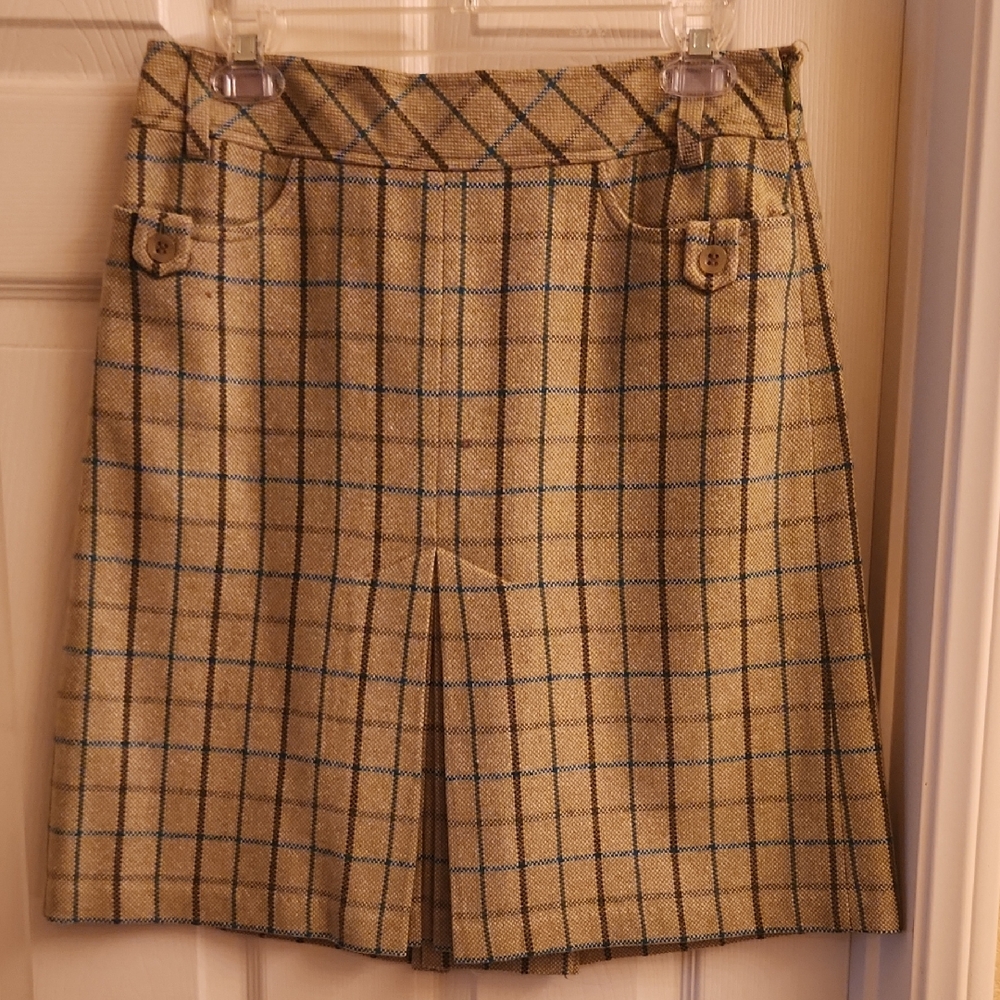 LOFT Tan Black Pencil Skirt Knee-length Work